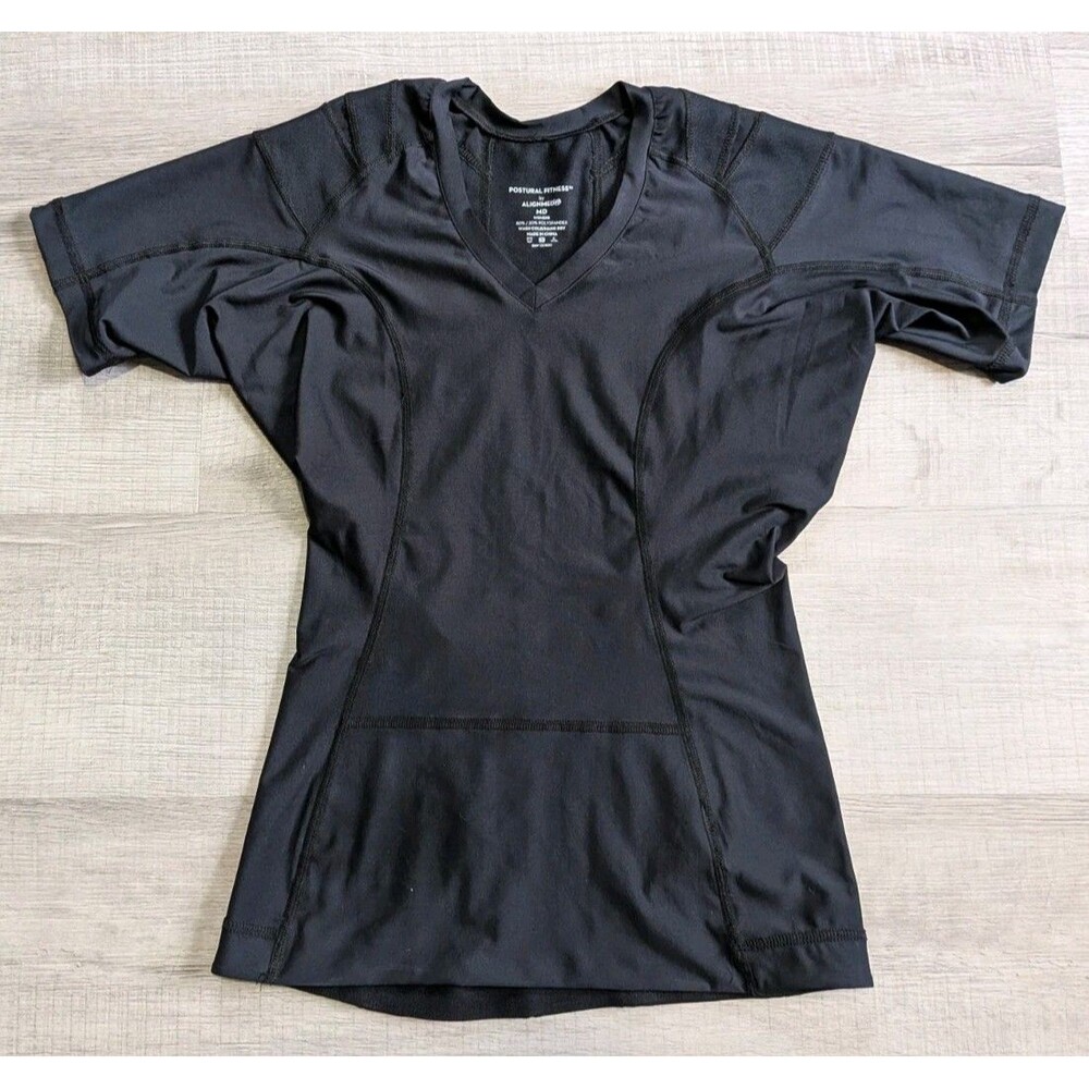 Postural Fitness by AlignMed Shirt Women's Sz Medium Black Short Sleeve